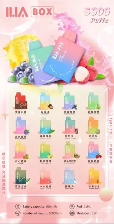 ILIA BOX一次性電子煙/哩啞3代5000口/台灣現貨 24H發貨