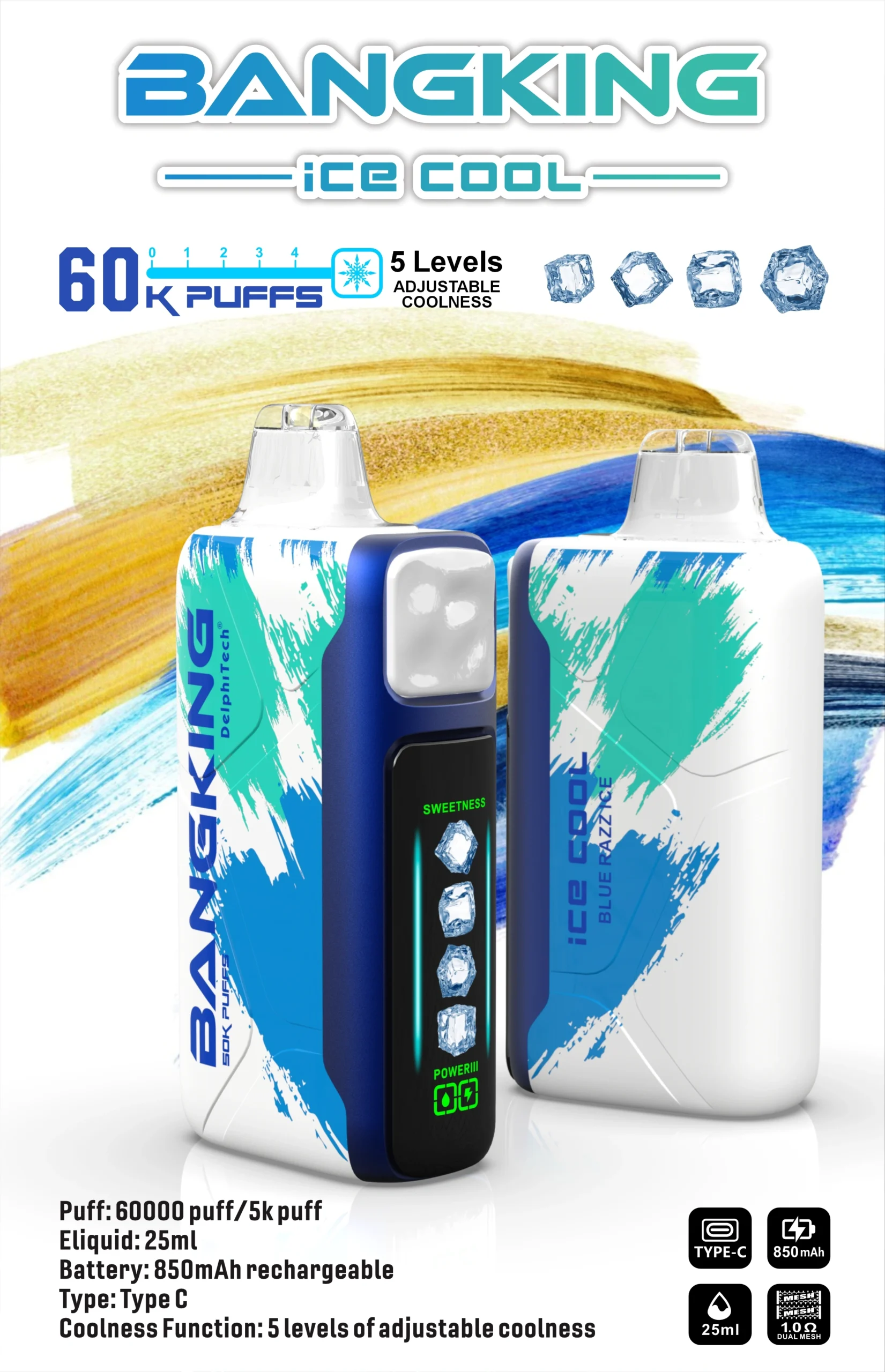 BANGKING Ice Cool 60000 口拋棄式電子菸推薦|台灣現貨 1 BANGKING Ice Cool 60000 口拋棄式電子菸 實體照片