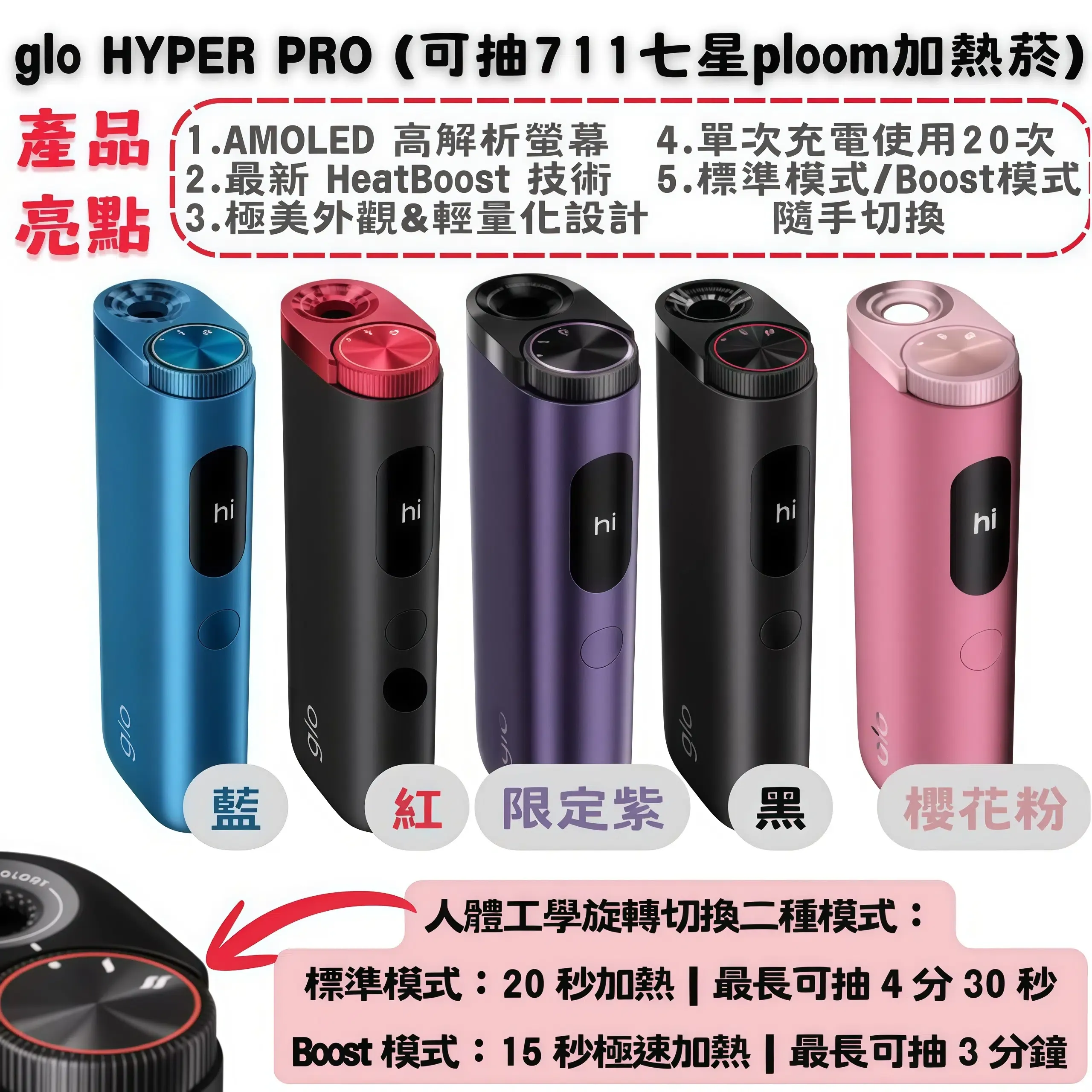GLO Hyper Pro 加熱煙主機推薦|多色蛋形設計|台灣現貨 2 GLO Hyper Pro 加熱煙主機 外觀照